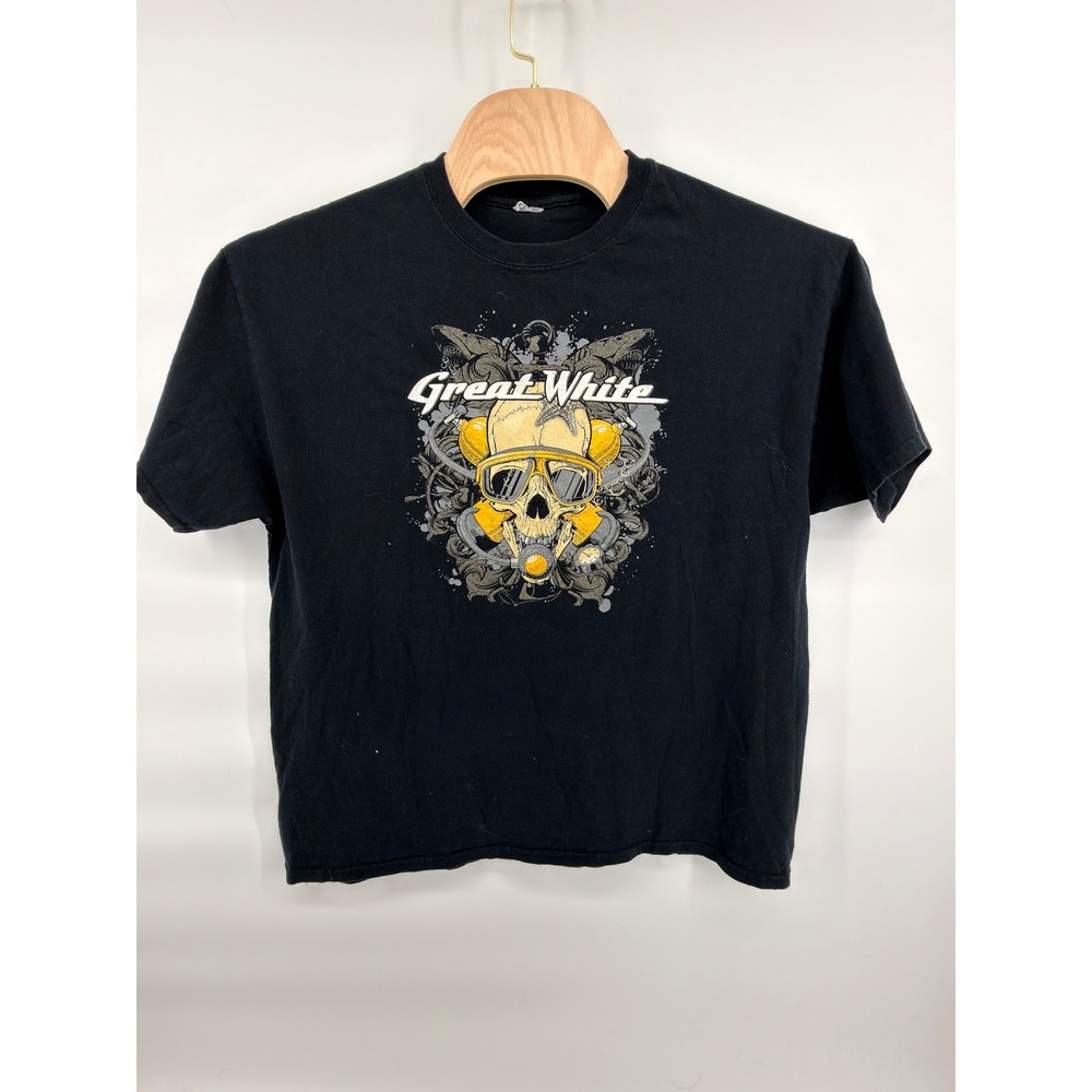 Great White‎ Band T-Shirt Scuba Skull Graphic Iron Cross Logo Size XL  Black Tee